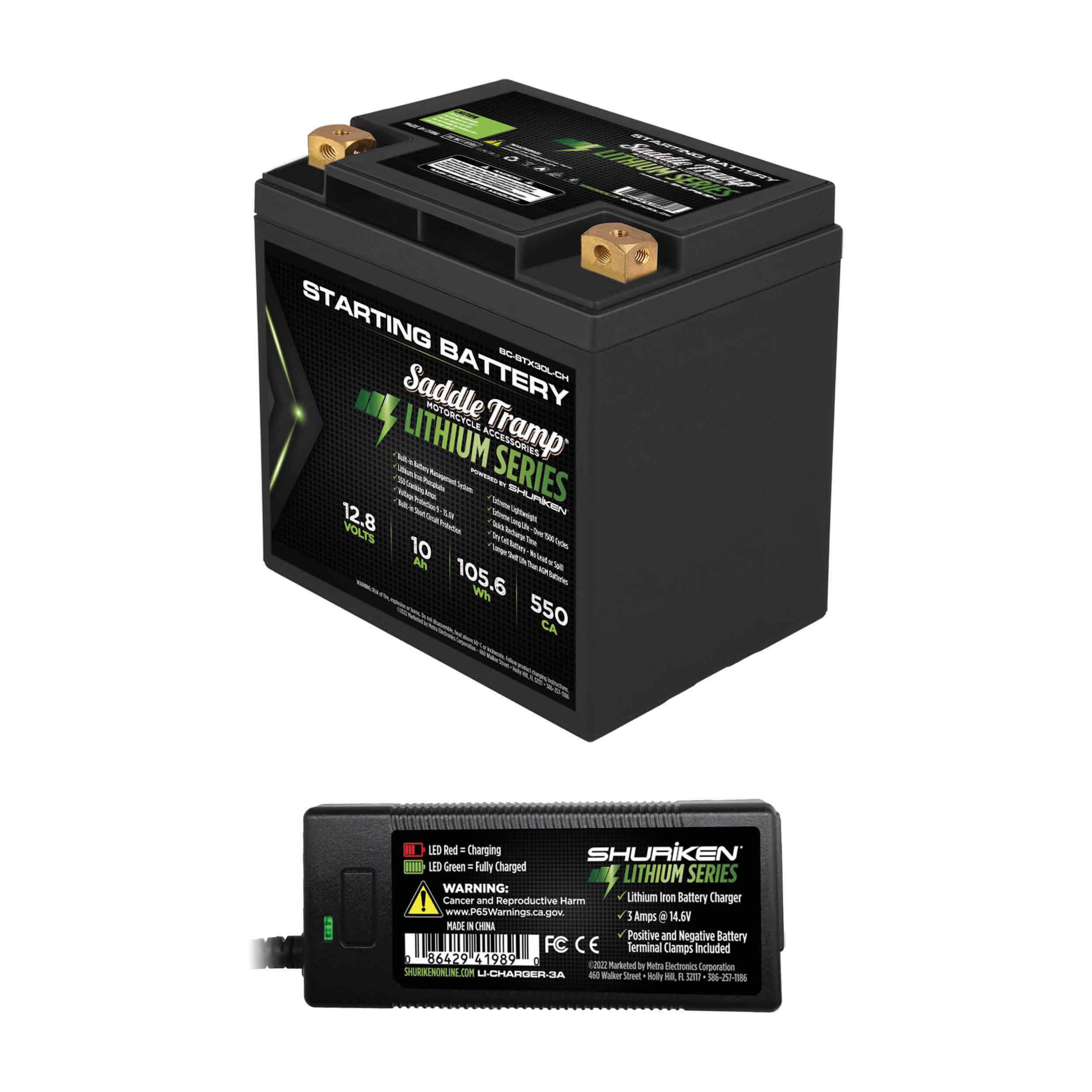 550CA/10AH Lithium-Ion Starting Battery with Charger
