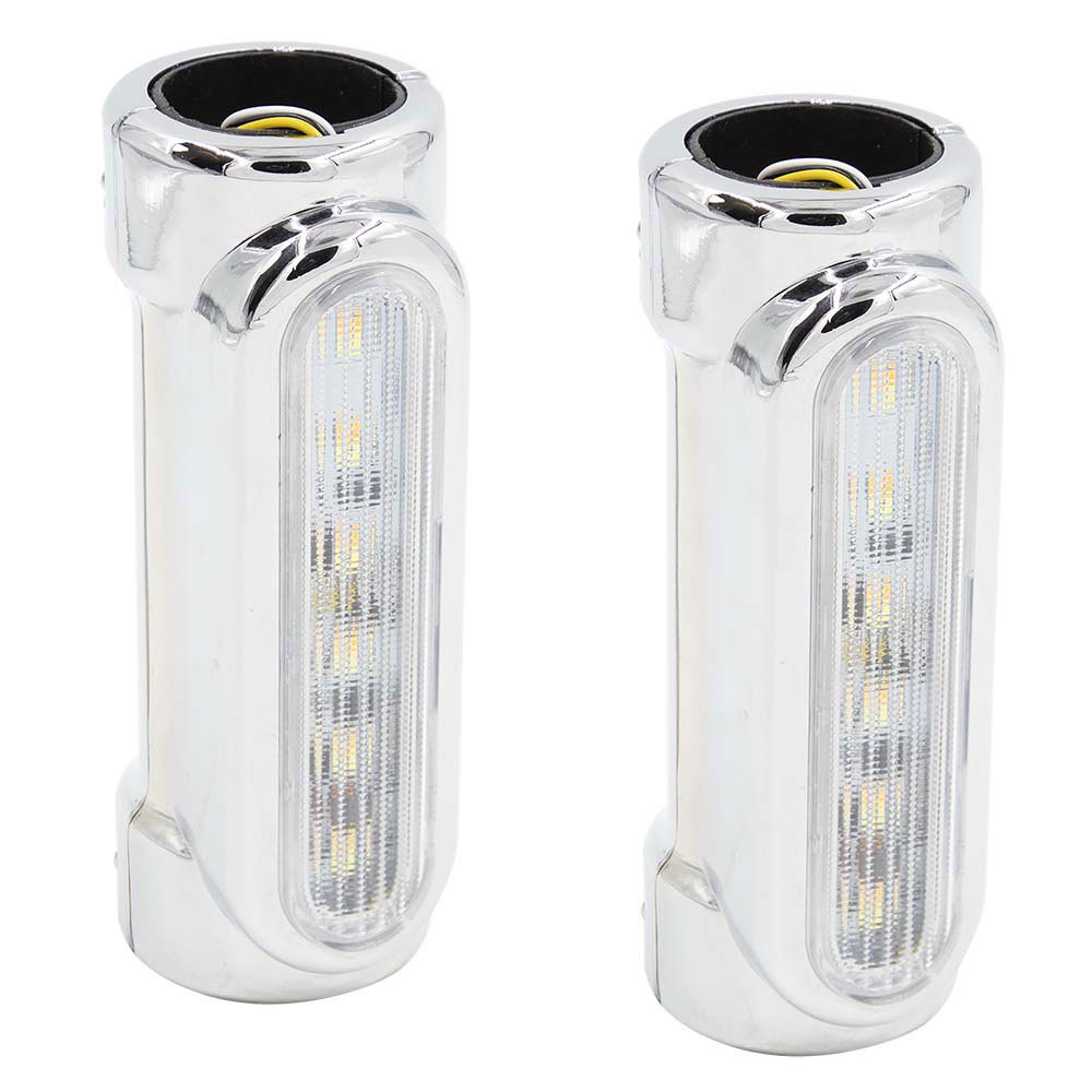 Amber/White Highway Bar Switchback Lights with Chrome Housing - 1.25 Inch