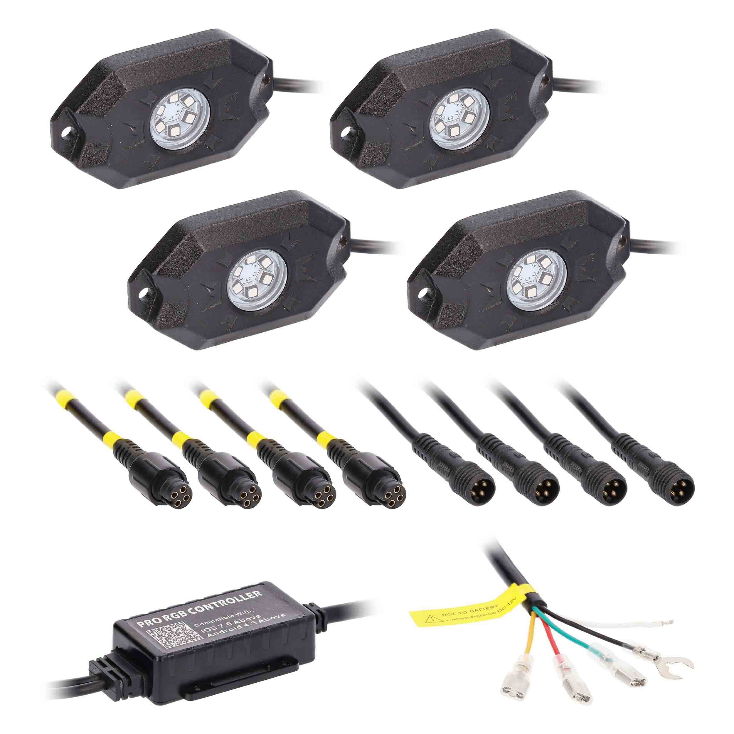 4 Chasing LED Rock Light Kit with Pro Controller 12W