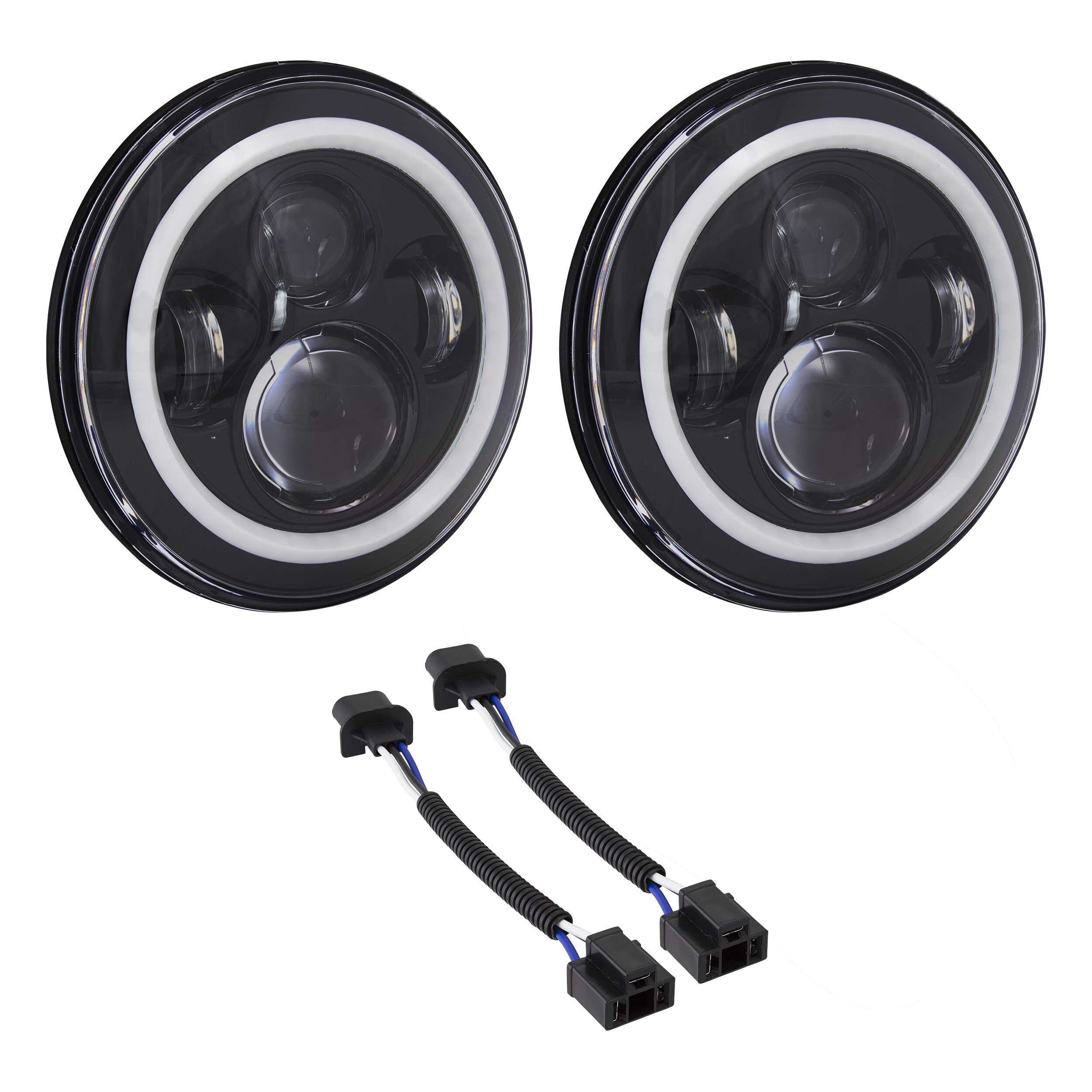 7" LED Light w/RGB Halo and Black Front Face - 7 Inch, 6 LED