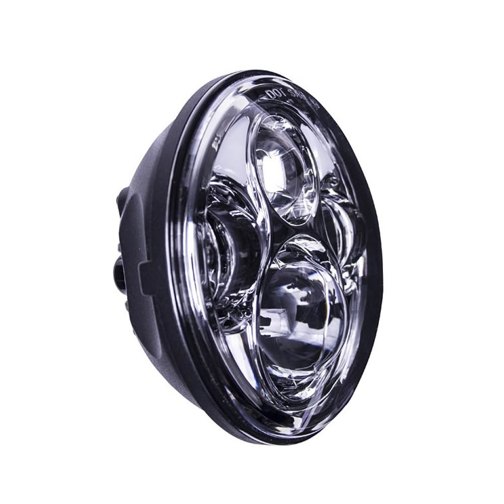 Round Headlight with Partial Halo and Silver Front - 8 LED, 5.6 Inch