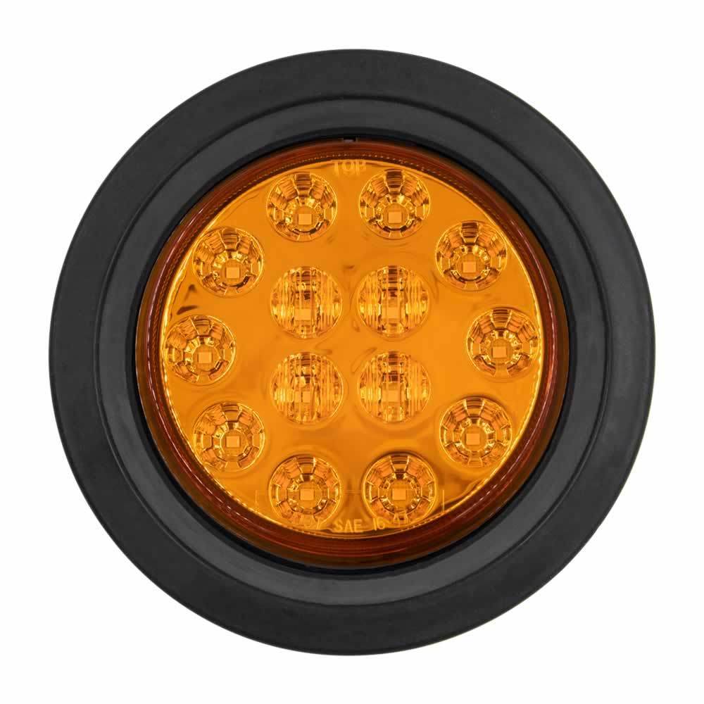 Round Amber Lights with Grommet - 4 Inch, 14 LED