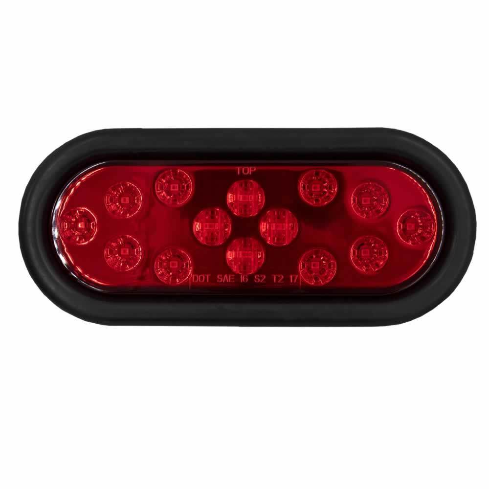 Oval Red Light with Grommet - 6 Inch, 14 LED