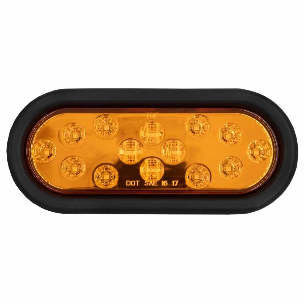 Oval Amber Light with Grommet - 6 Inch, 14 LED