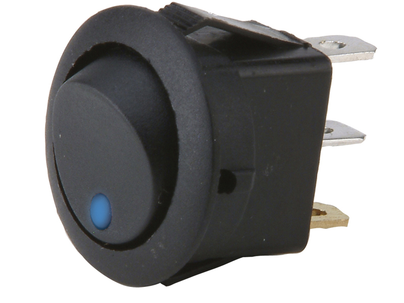 Round Rocker Switch With Blue Led No Leads 20amp - Pack of 5