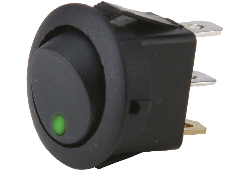 Round Rocker Switch  Green Led No Leads 20amp -  Pack of 5