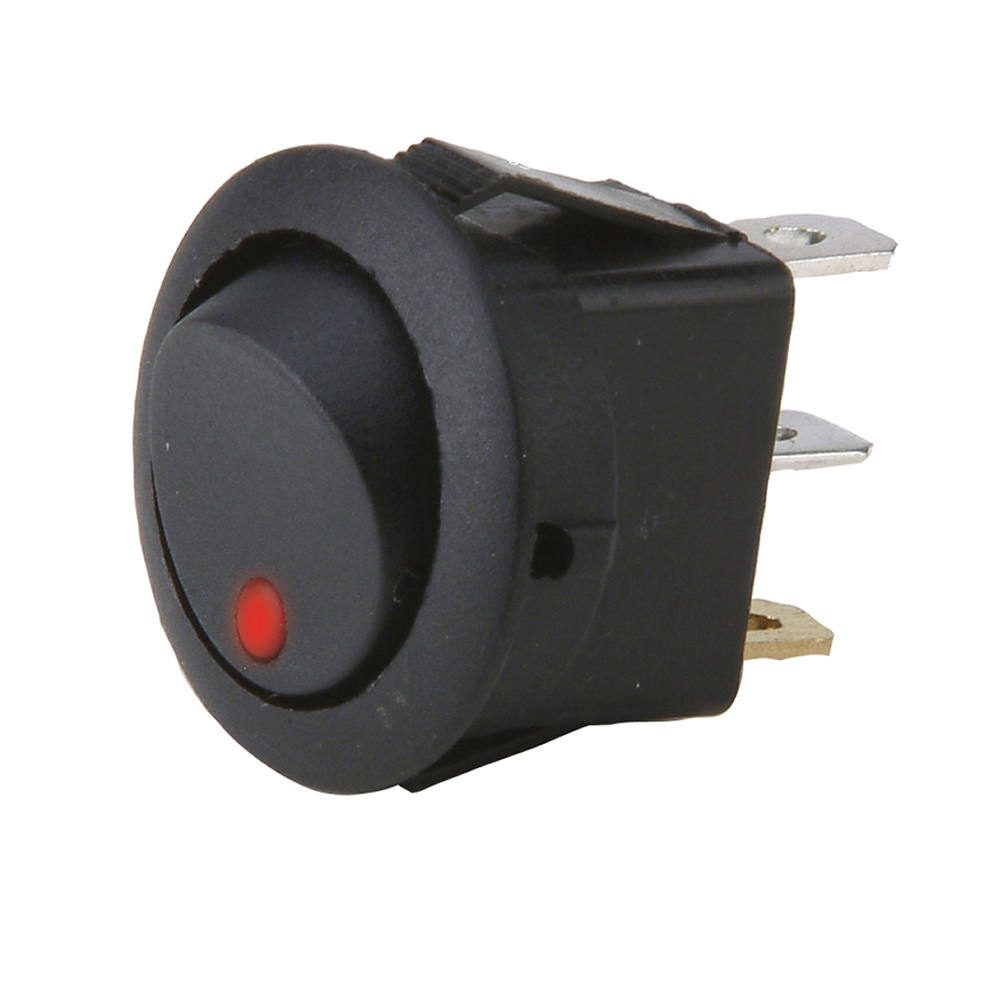 Round Rocker Switch With Red Led No Leads 20amp - Pack of 5