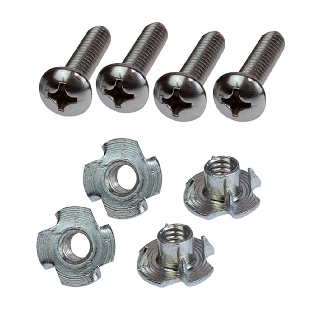 Tee Nuts w/ SS Bolts - 1in Phillips  - 4 Pcs Each