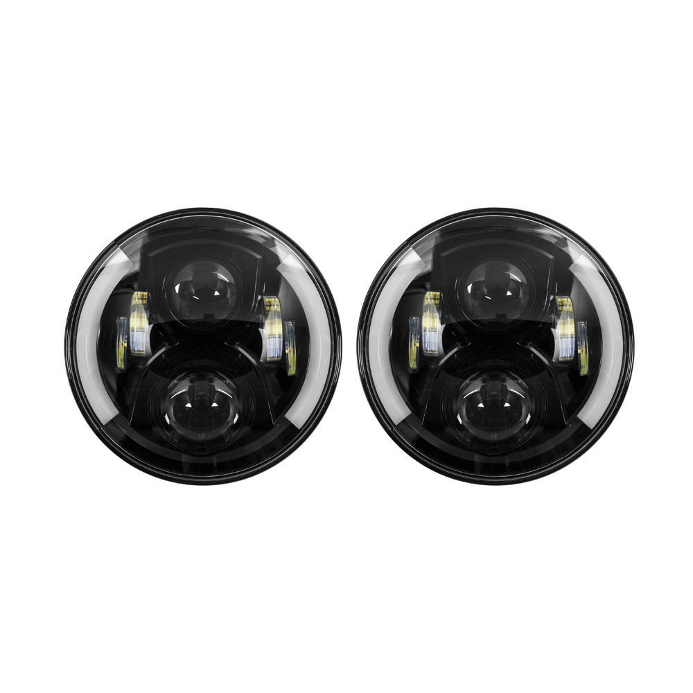 7" LED Light with Black Face and Partial Halo, 7 Inch, 6 LED