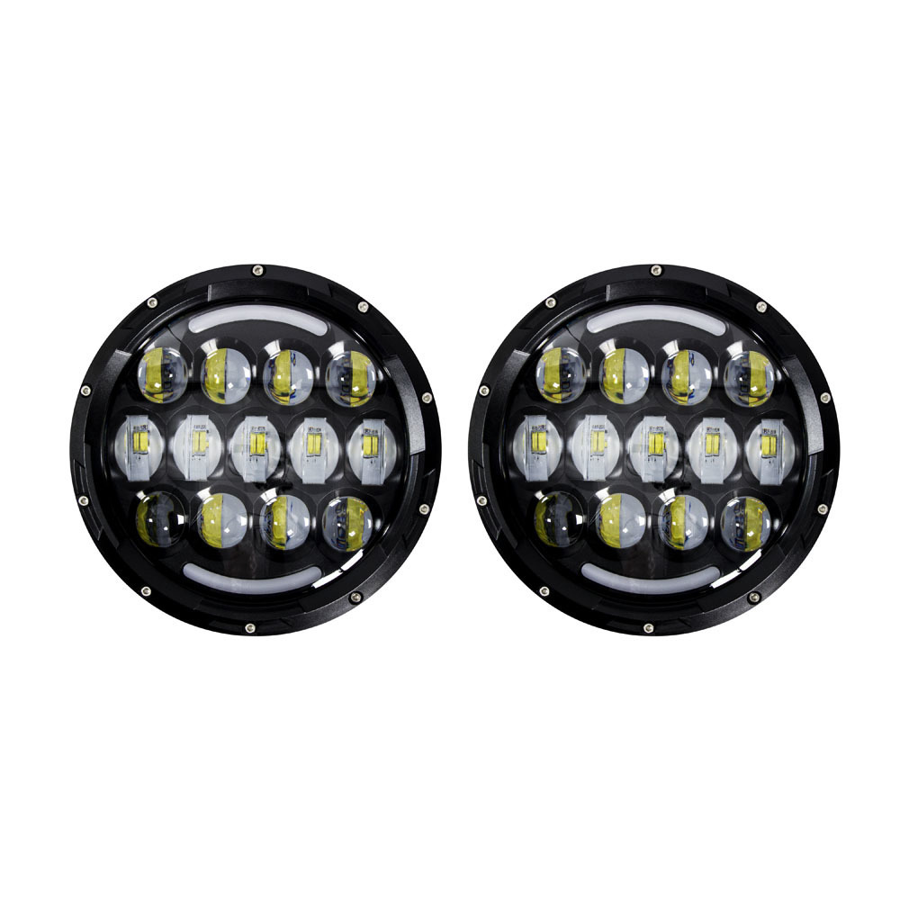 7" LED Light with Black Face and Partial Halo, 7 Inch 21 LED
