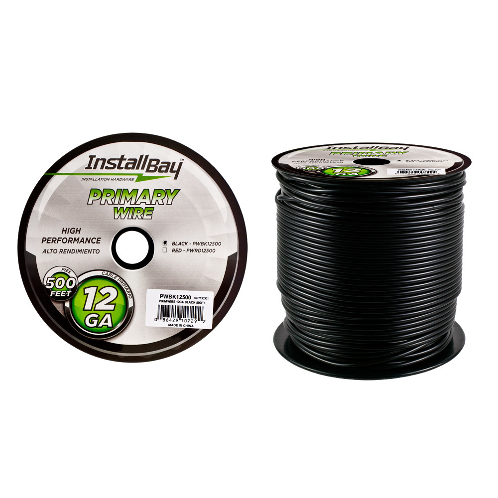 Primary Wire 12 Gauge All Copper Black Coil - 500 ft