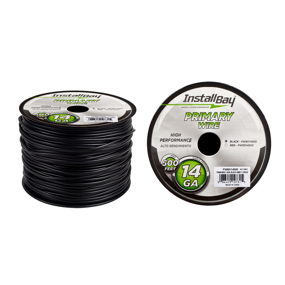 Primary Wire 14 Gauge All Copper Black Coil - 500 ft