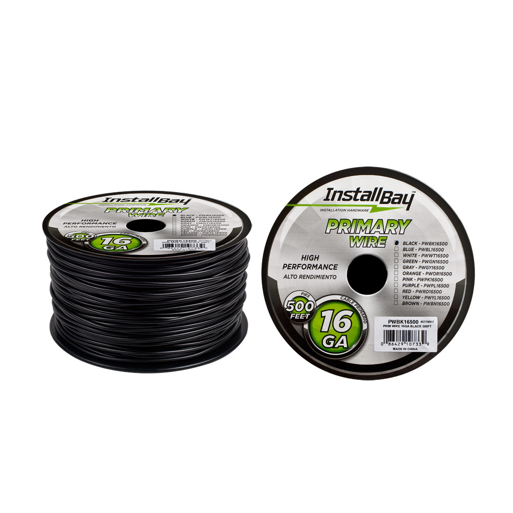 Primary Wire 16 Gauge All Copper Black Coil - 500 ft