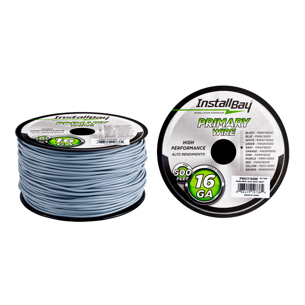 Primary Wire 16 Gauge All Copper Grey Coil - 500 ft