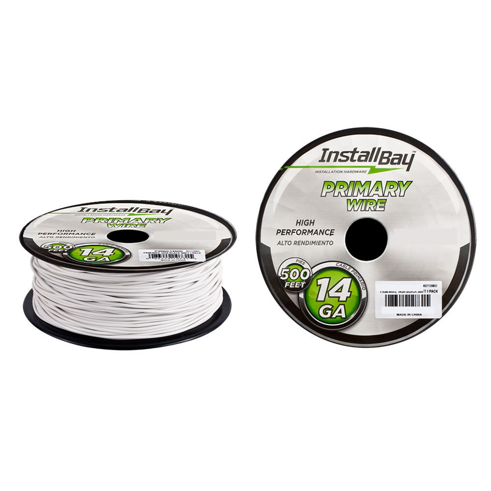 Primary Wire 14 Gauge All Copper White Coil - 500 ft