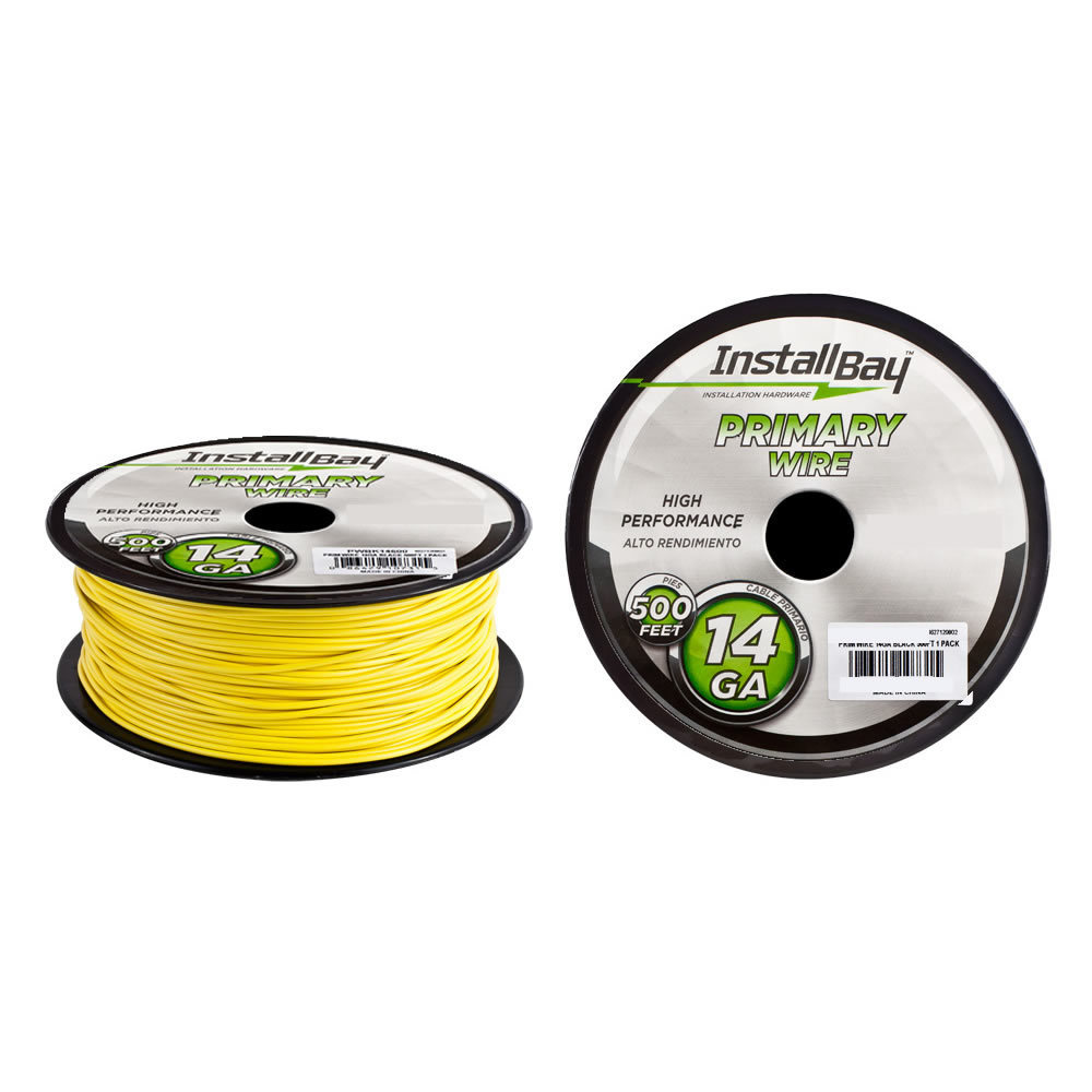 Primary Wire 14 Gauge All Copper Yellow Coil - 500 ft