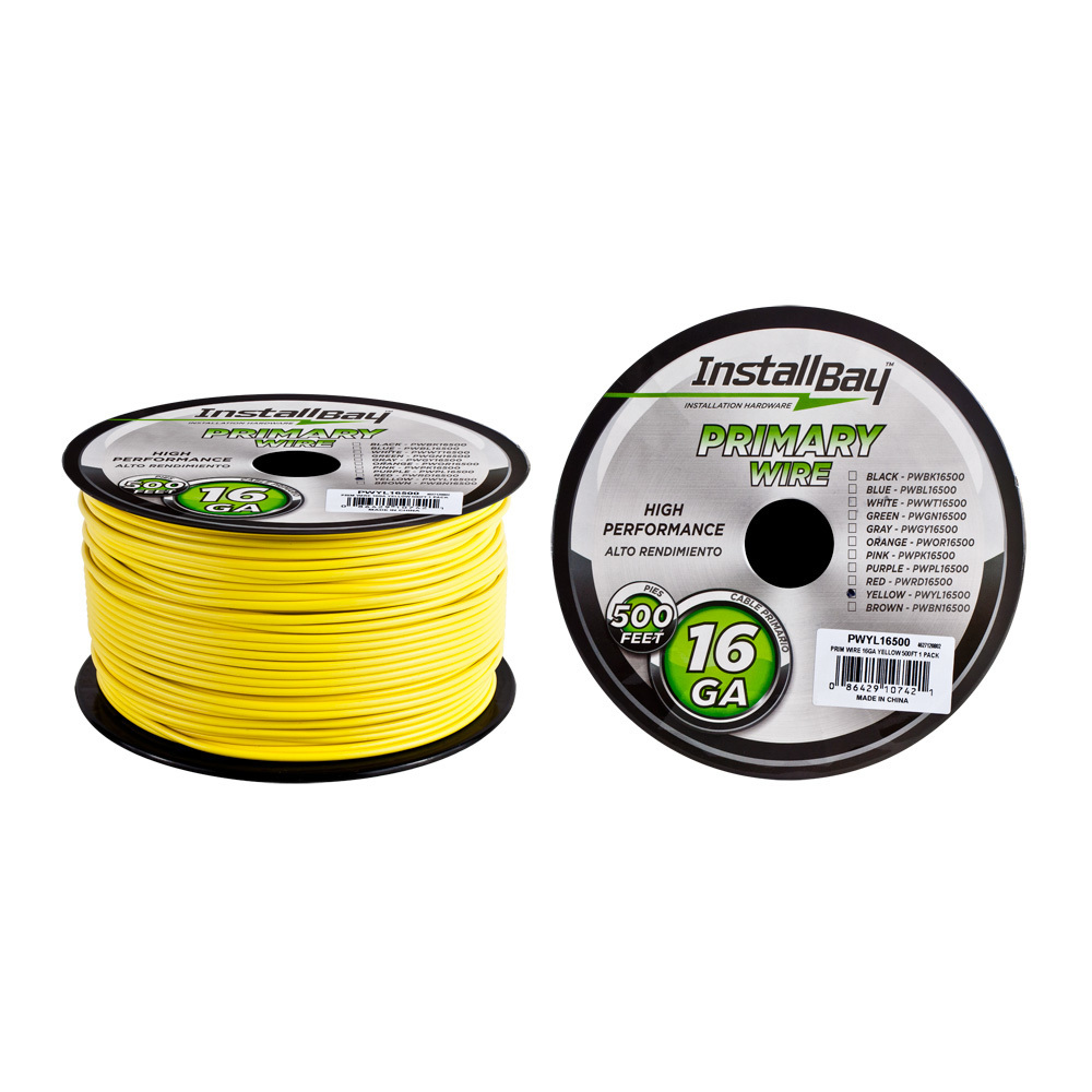 Primary Wire 16 Gauge All Copper Yellow Coil - 500 ft