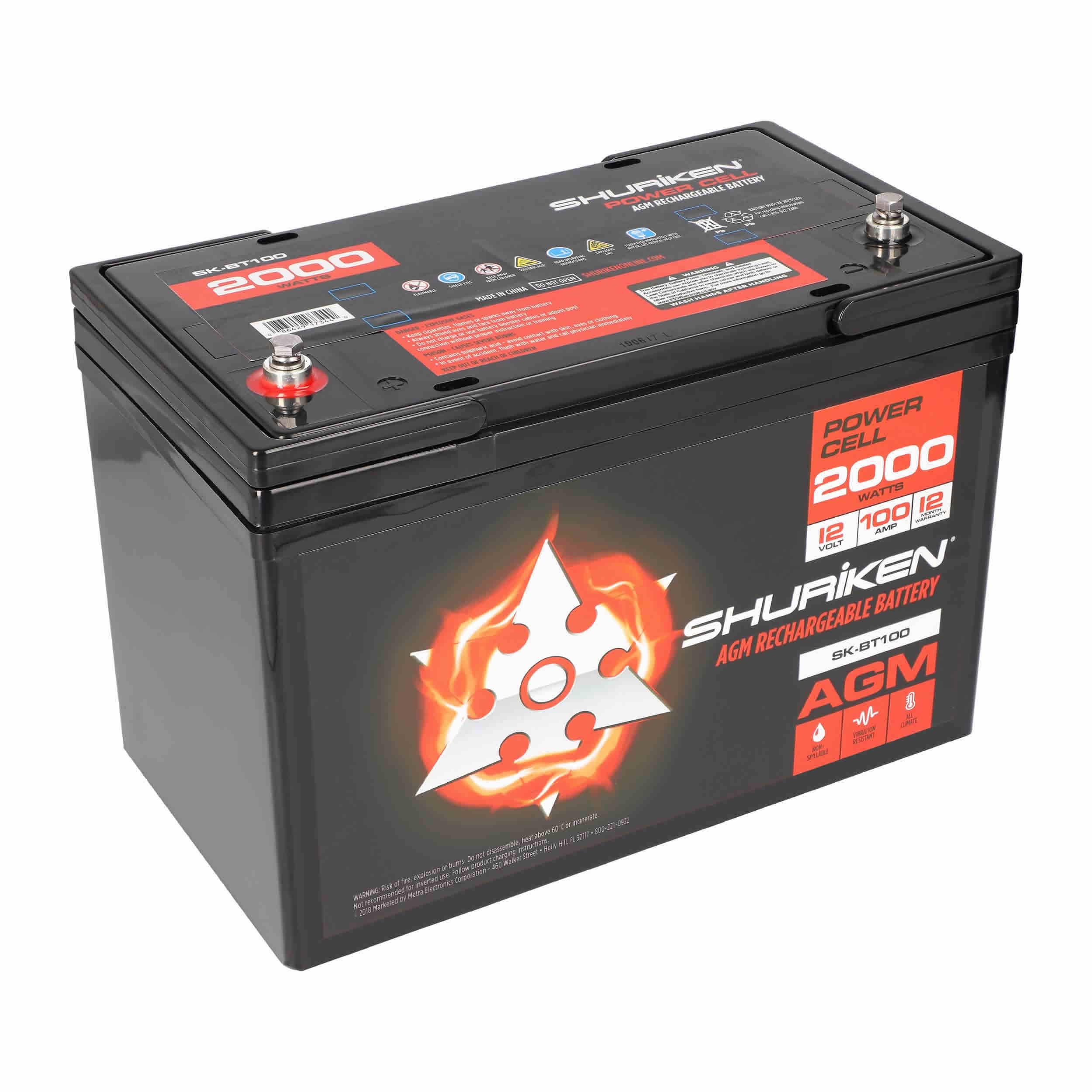 2000W 100AMP Hours Large Size AGM 12V Battery