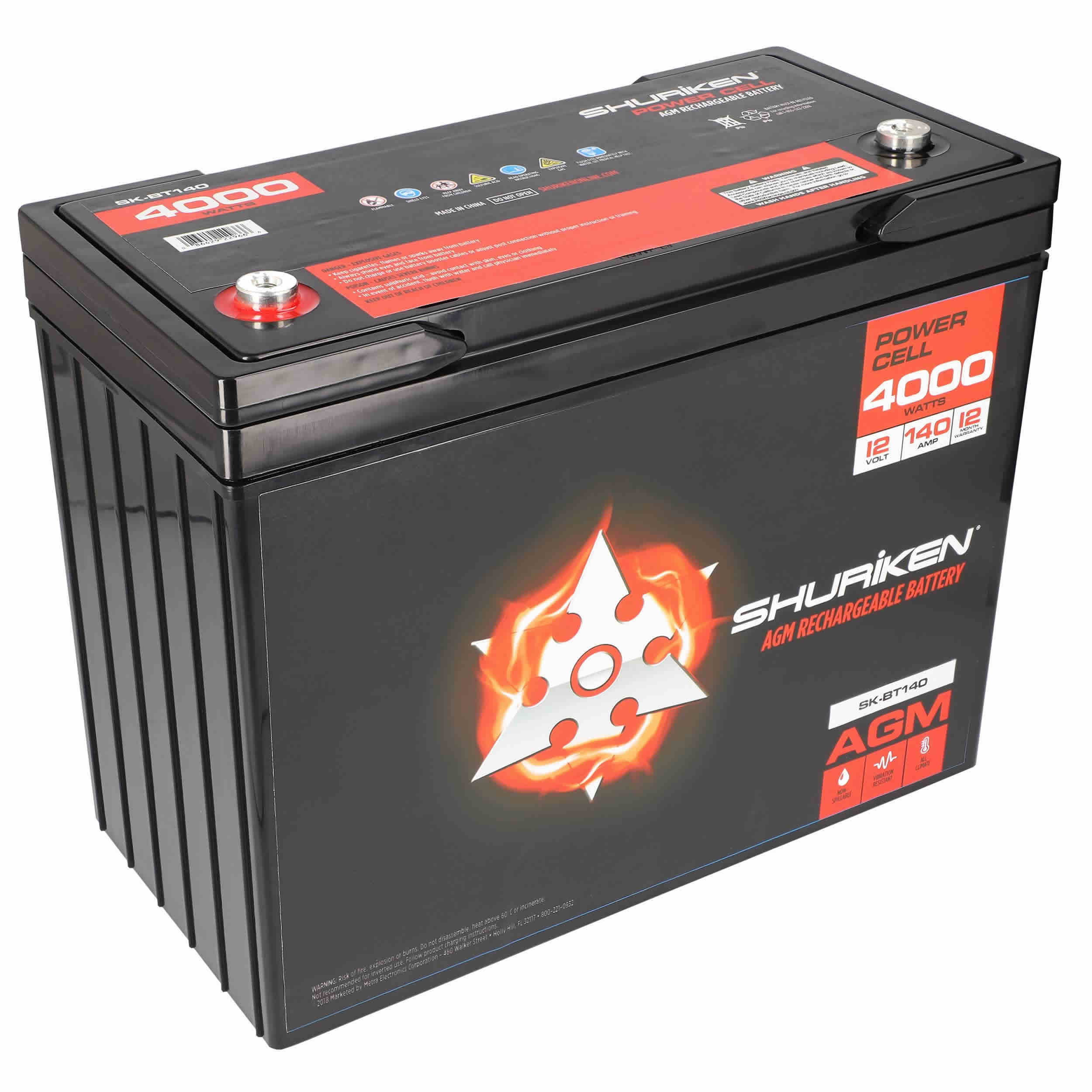 4000W 140AMP Hours Large Size AGM 12V Battery