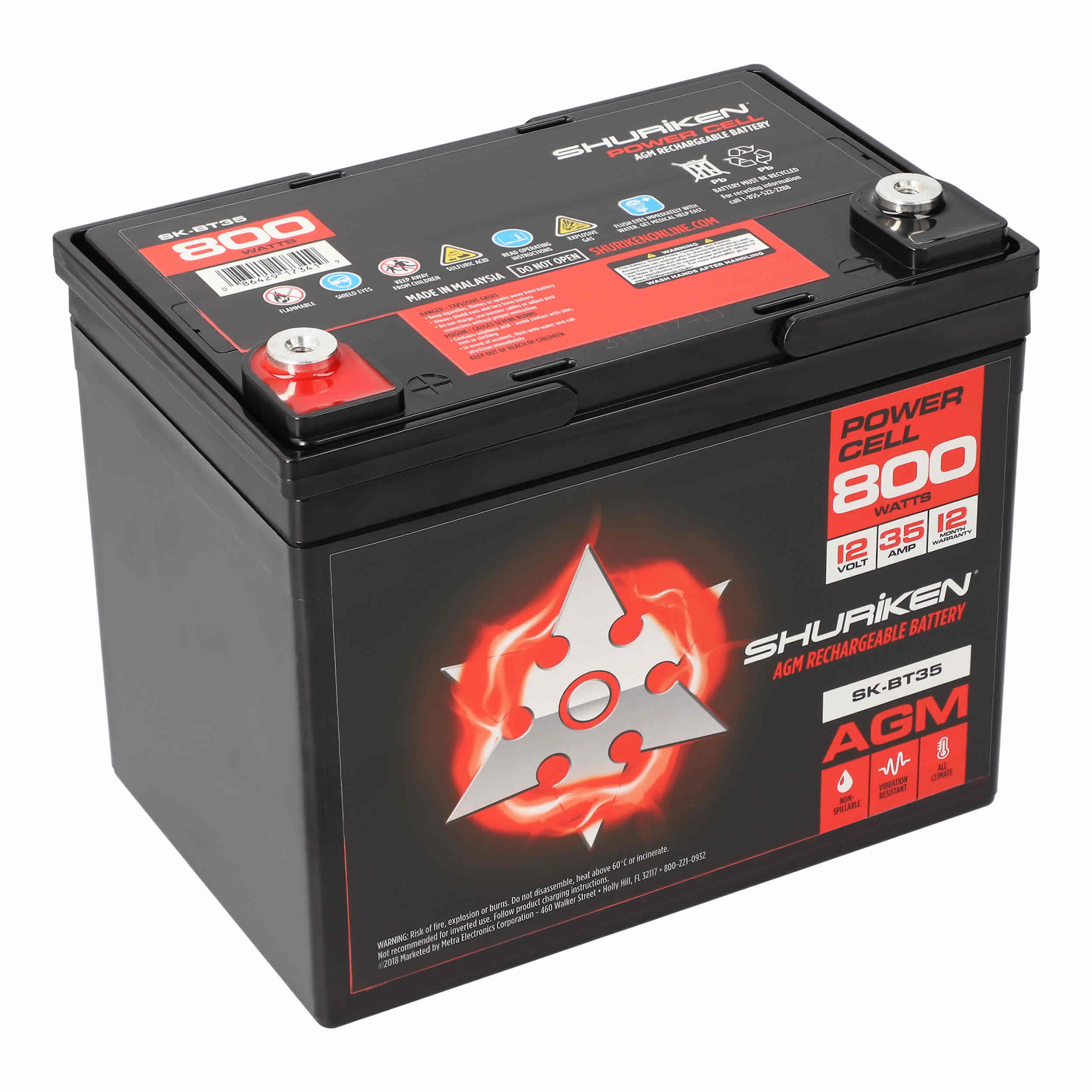 800W 35AMP Hours Compact Size AGM 12V Battery