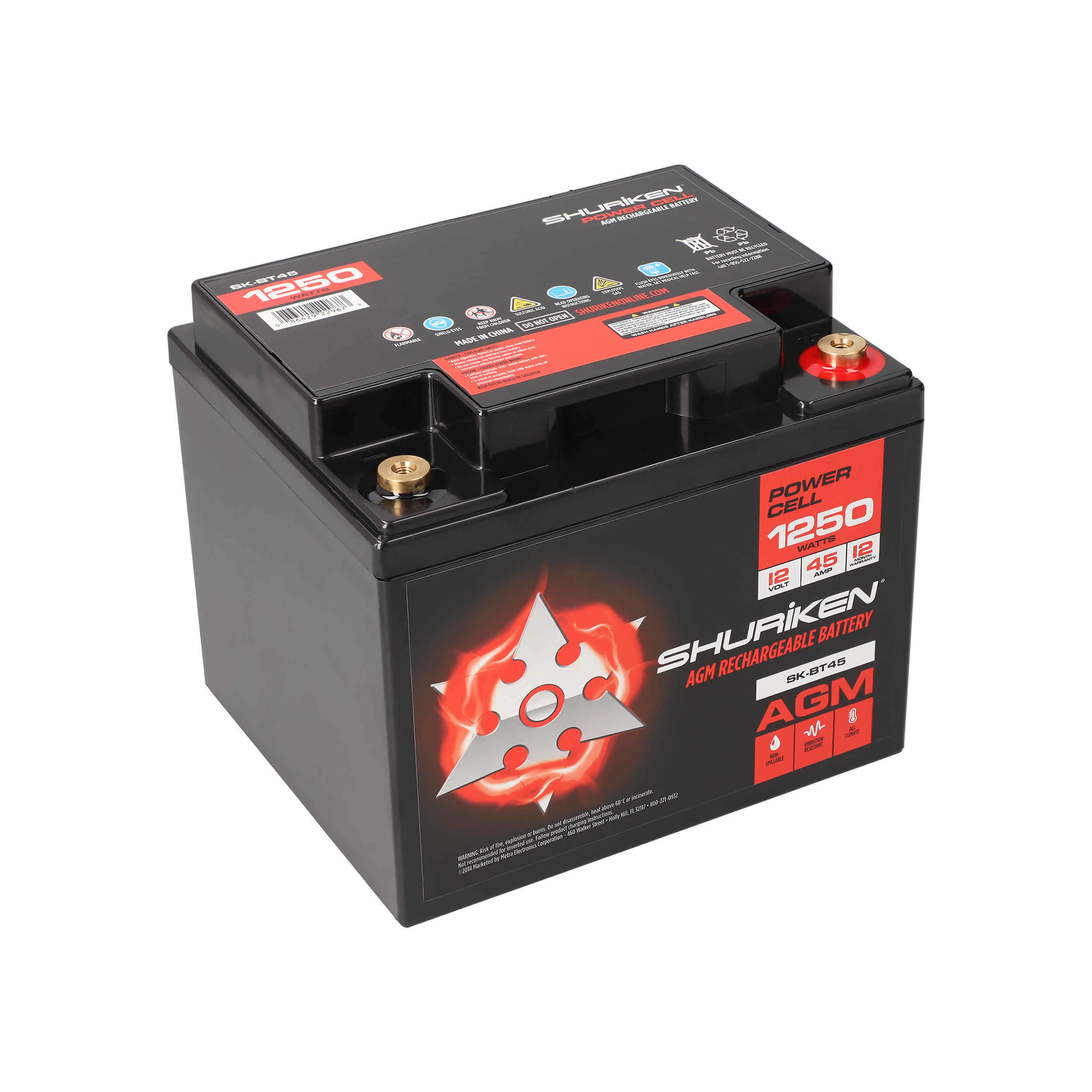 1250W 45AMP Hours Compact Size AGM 12V Battery