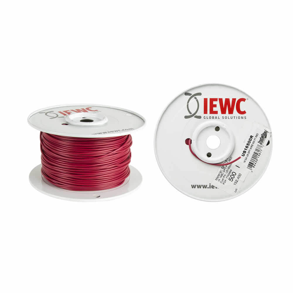 16 GA US GPT ALL COPPER PRIMARY WIRE RED - Coil of 500 FT
