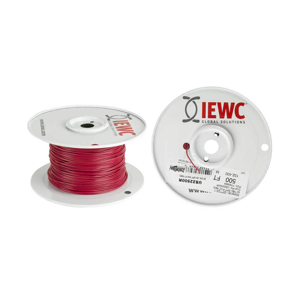 22 GA US GPT PRIMARY WIRE RED - Coil of 500 FT