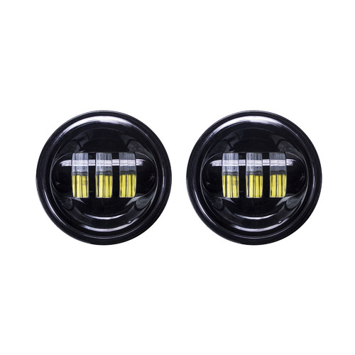 Motorcycle Auxiliary Lights with Black Face - 4.5", 6 LED, Pair