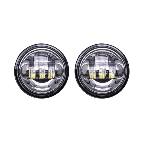 Motorcycle Auxiliary Lights with Silver Face - 4.5", 6 LED, Pair