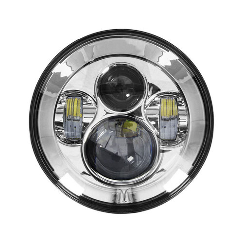 Round Motorcycle Headlights with Silver Face - 7 Inch
