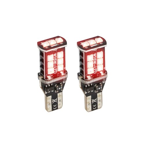 T15 Red LED Bulbs with Integrated Internal CANBUS System  - 2-Pack