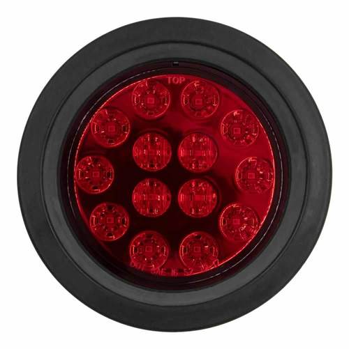 Round Red Lights with Grommet - 4 Inch, 14 LED