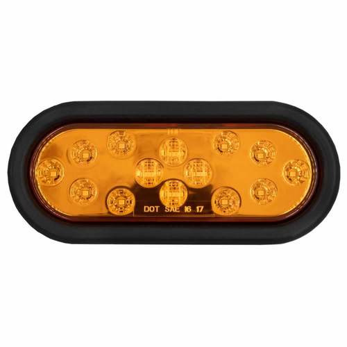 Oval Amber Light with Grommet - 6 Inch, 14 LED