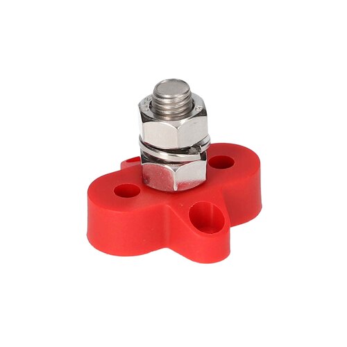 Red M10 Single Terminal Stud - 3/8 Inch