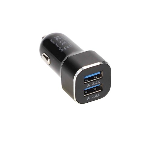 Dual 2.4A USB To Cig Charger - Retail Pack