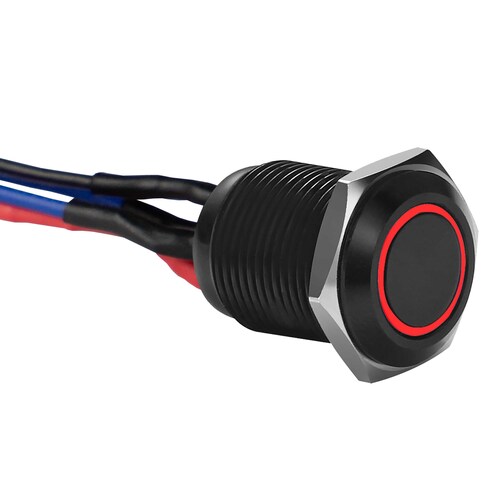 Black 12MM Round Illuminated Momentary Switches Red Qty 2