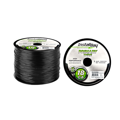 Primary Wire 18 Gauge All Copper Black Coil - 1000 ft