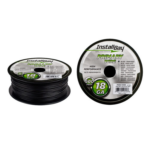 Primary Wire 18 Gauge All Copper Black Coil - 500 ft