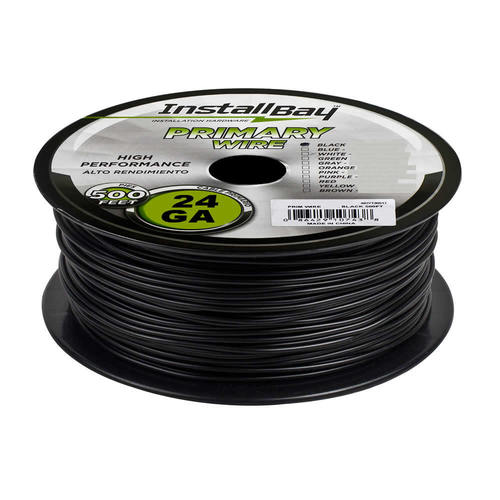 Primary Wire 24 Gauge All Copper Black Coil - 500 ft