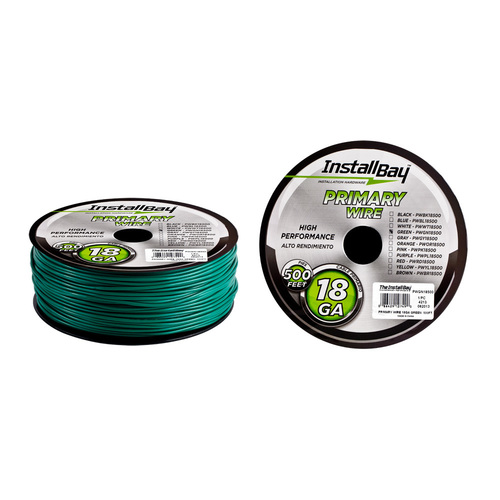 Primary Wire 18 Gauge All Copper Green Coil - 500 ft