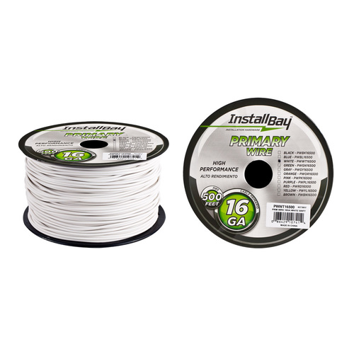 Primary Wire 16 Gauge All Copper White Coil - 500 ft