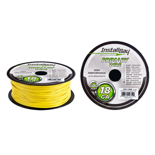 Primary Wire 18 Gauge All Copper Yellow Coil - 500 ft