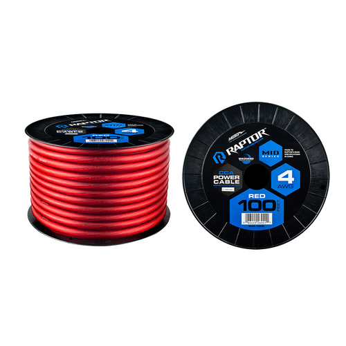 100ft 4 AWG RED CCA MID-SERIES POWER CABLE