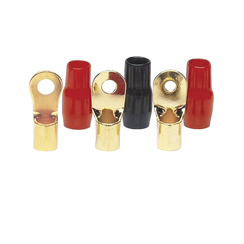  8 AWG 1/4in Gold Ring Terminals - MID SERIES - 20 PK
