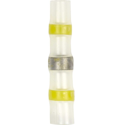 Heat Shrink Yellow Butt Connector w/Solder 12/10 GA - 10pk