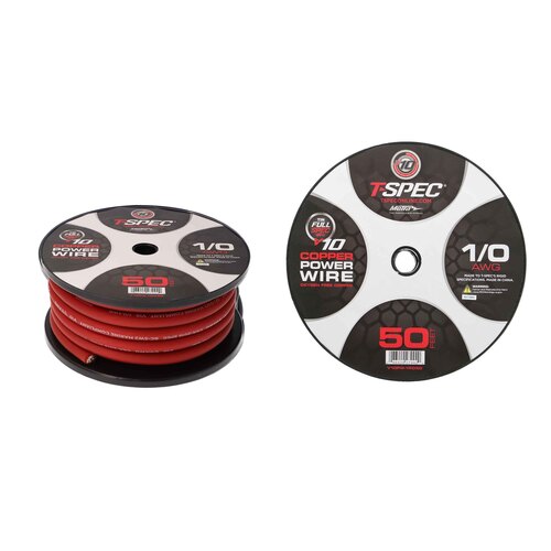 1/0 AWG  50FT MATTE RED OFC POWER WIRE - v10 SERIES