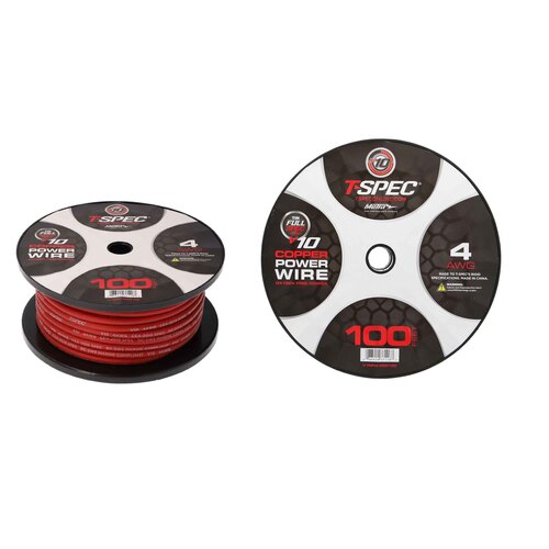 4 AWG 100FT MATTE RED OFC POWER WIRE - v10 SERIES
